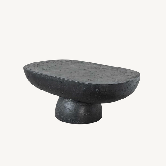Korra Sculptural Black Stone Coffee Table