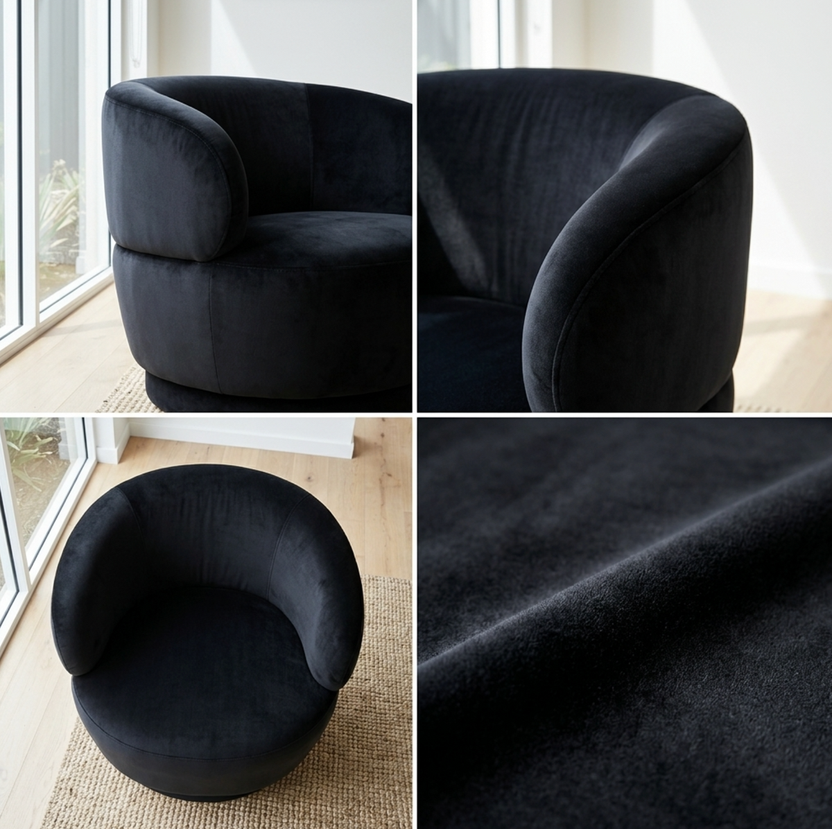 Luna Swivel Armchair - Black