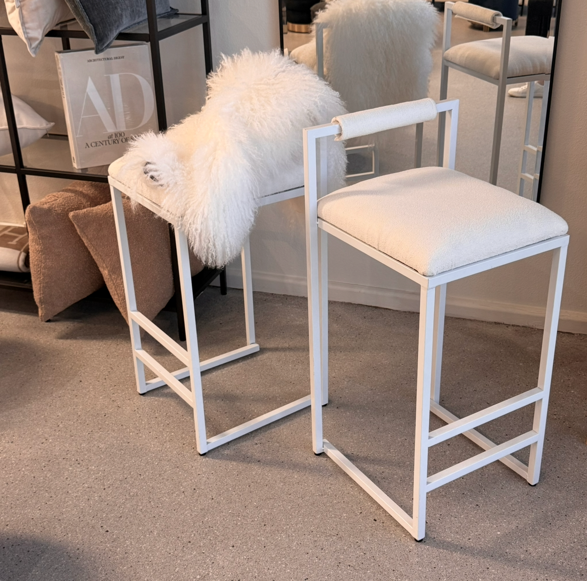 La Maison Boucle Bar Stool - EX DISPLAY White Boucle