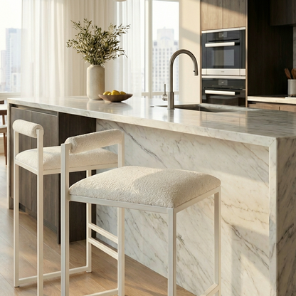 La Maison Boucle Bar Stool - White Boucle