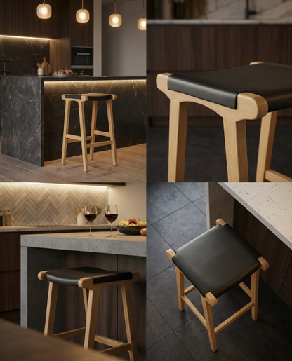 Lexington Oak Bar Stool - Black -premium furniture by Interior Ave