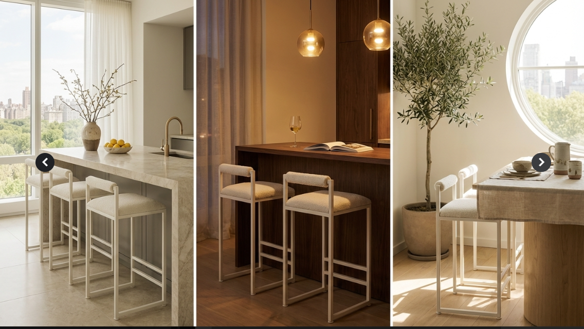 La Maison Boucle Bar Stool - White Boucle | Designer Bar Stool by Interior Ave