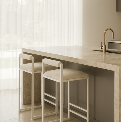 La Maison Boucle Bar Stool - White Boucle | Designer Bar Stool by Interior Ave