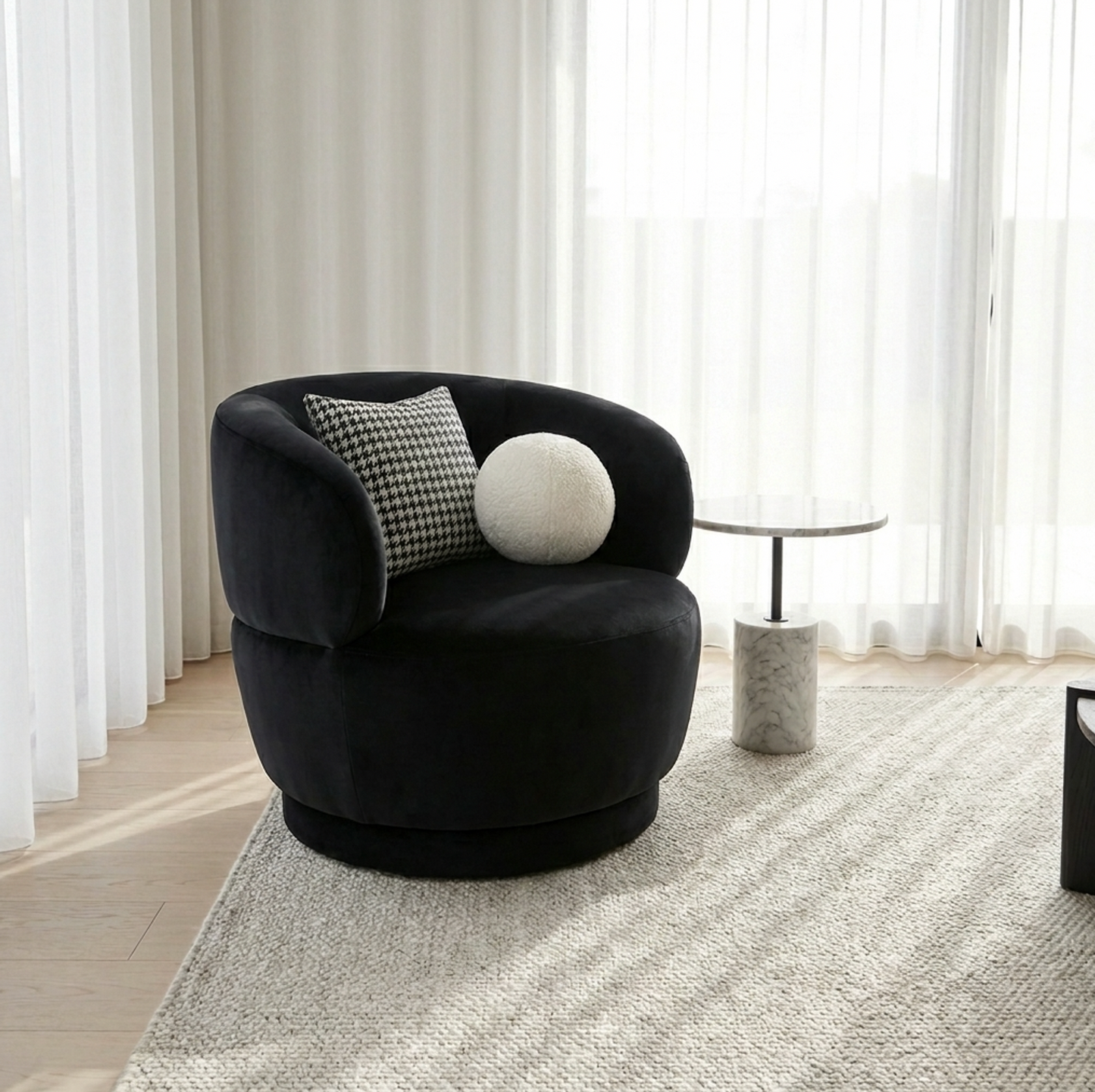 Luna Swivel Armchair - Black