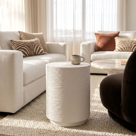 Muse Textured Side Table - Fossil