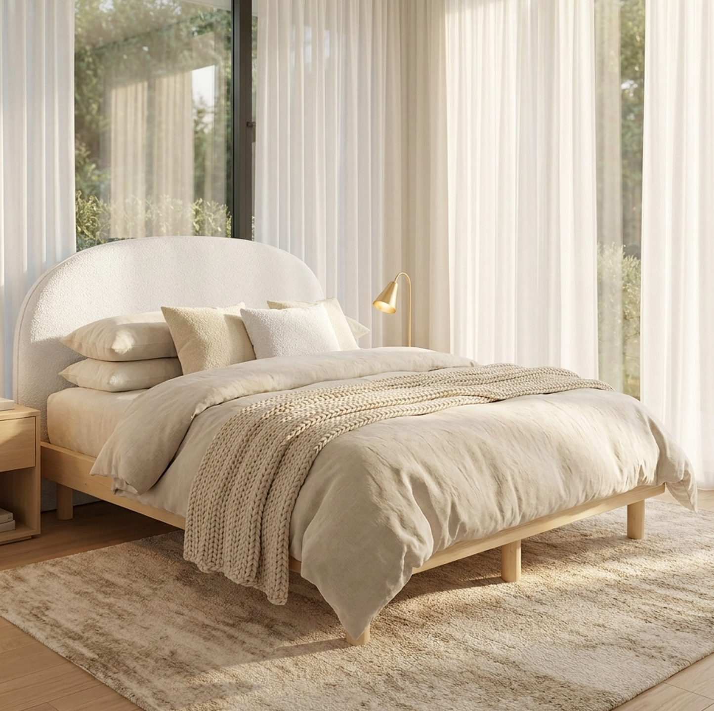 Monty Natural Pine Bed Base - Double
