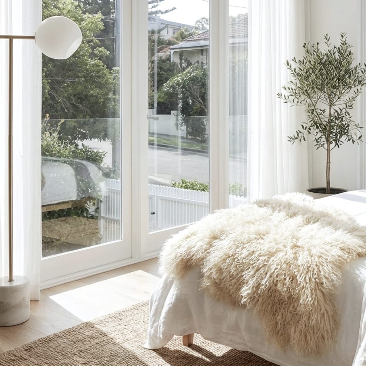 Mongolian Sheepskin Fur / Throw - Champagne 90cm