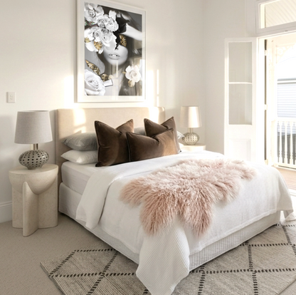 Mongolian Sheepskin Fur / Throw - Pink Snow 90cm