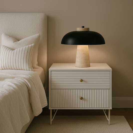 Milan Two Drawer Bedside Table - White