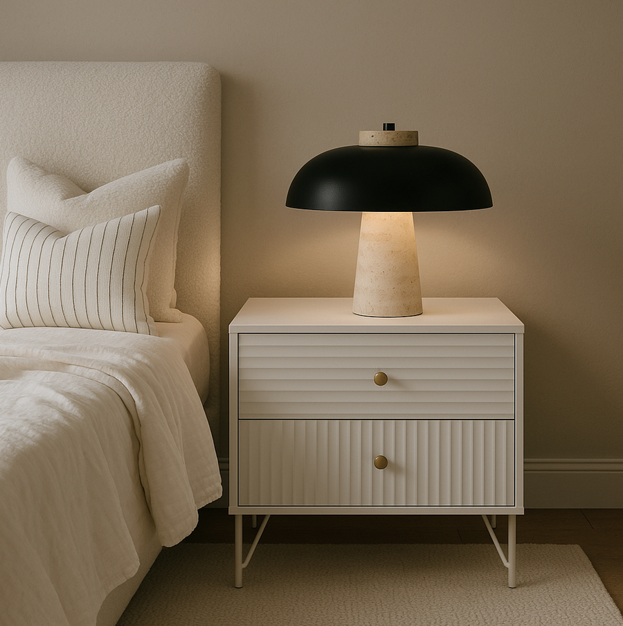 Milan Two Drawer Bedside Table - White