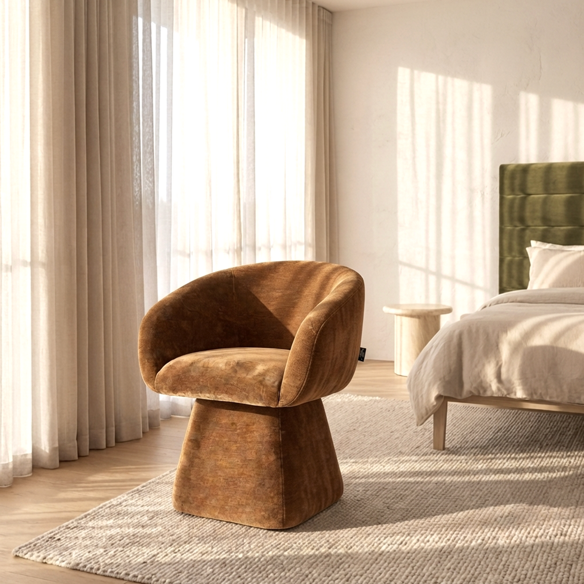 Merlo Swivel Chair in Cinnamon