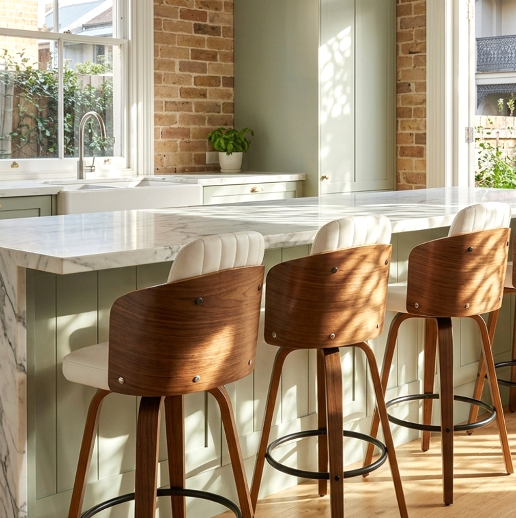 Monroe White Wooden Bar Stool - Set of Two