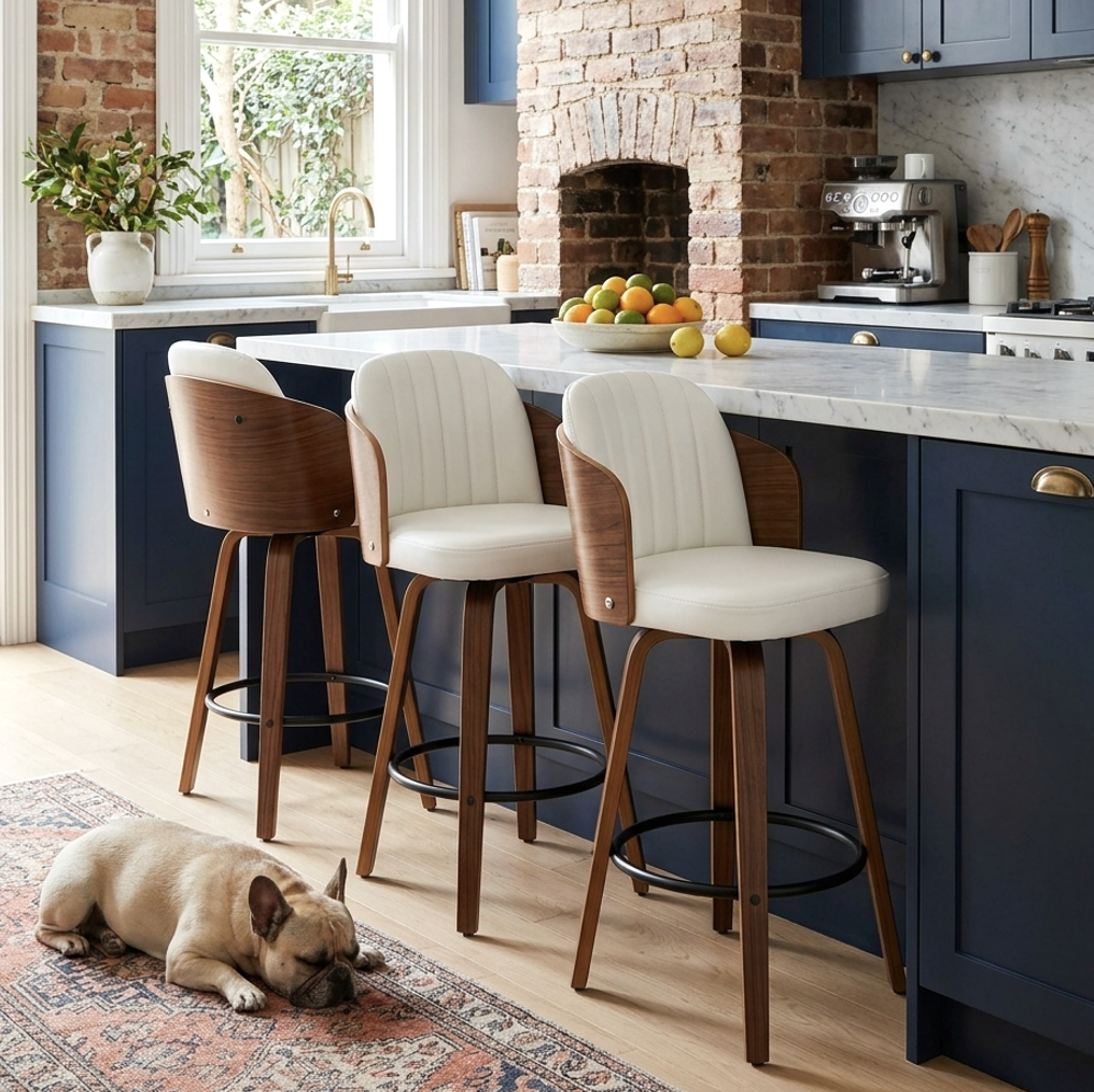 Monroe White Wooden Bar Stool - Set of Two