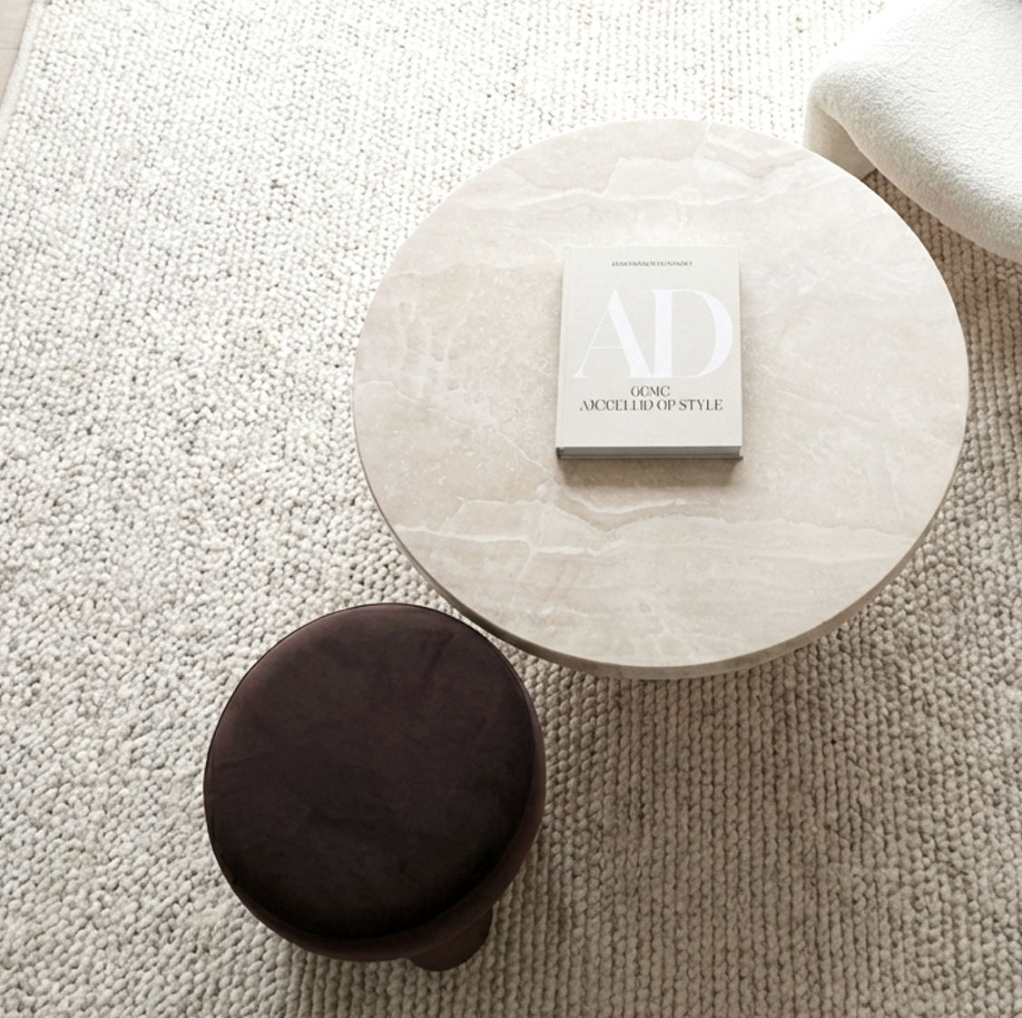 Nobu Round Sculptural Stone Coffee Table | Modern Coffee Table by Interior Ave