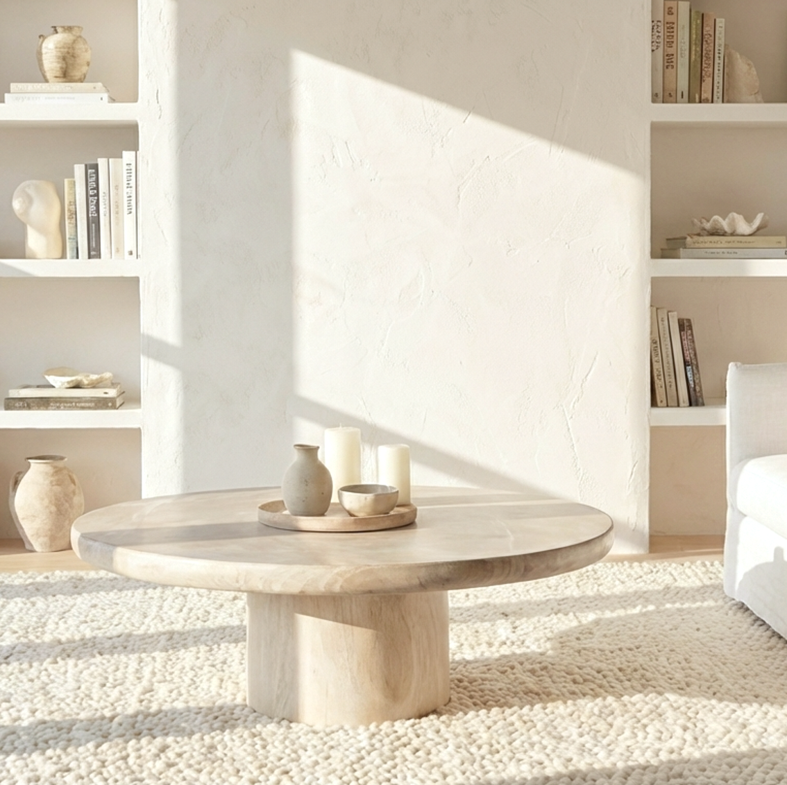 Nobu Round Sculptural Stone Coffee Table | Modern Coffee Table by Interior Ave