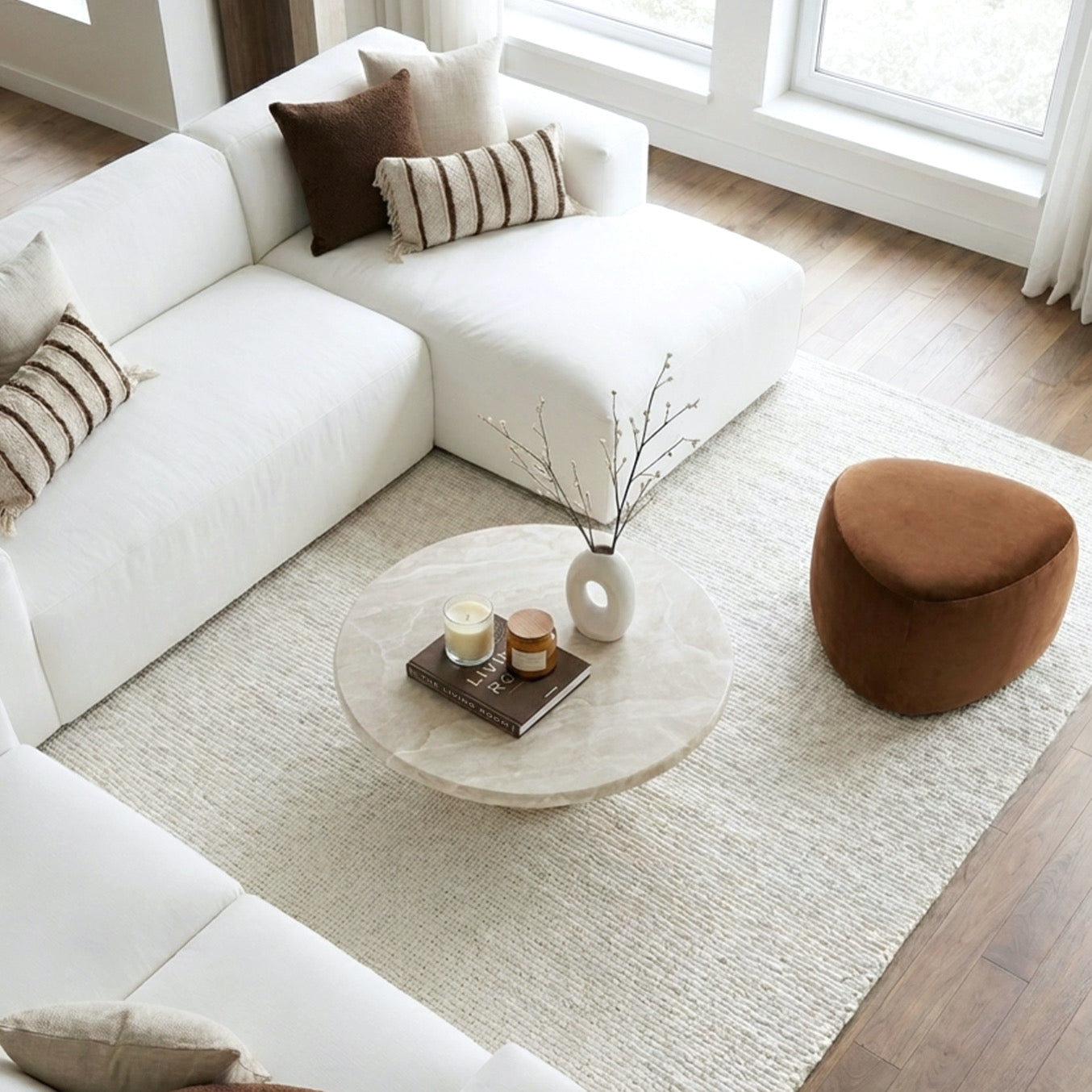 Nobu Round Sculptural Stone Coffee Table