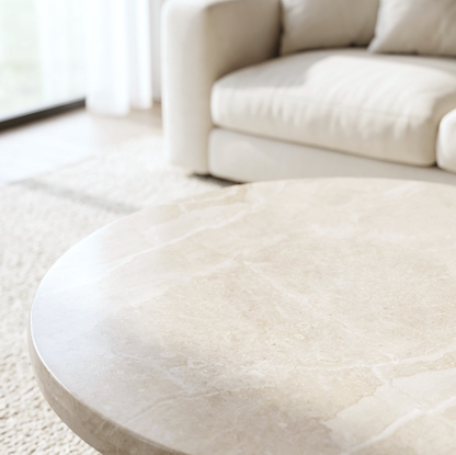Nobu Round Sculptural Stone Coffee Table | Modern Coffee Table by Interior Ave