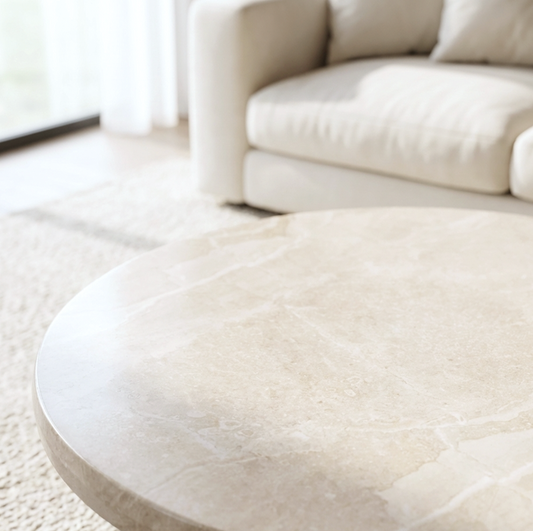 Nobu Round Sculptural Coffee Table - Stone