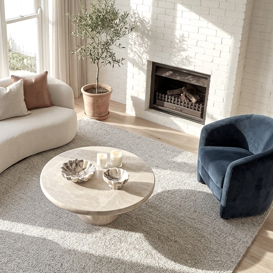 Nobu Round Sculptural Stone Coffee Table
