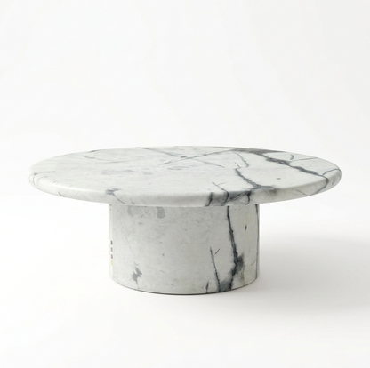 Nobu Round Sculptural Stone Coffee Table - Panda Marble Finish