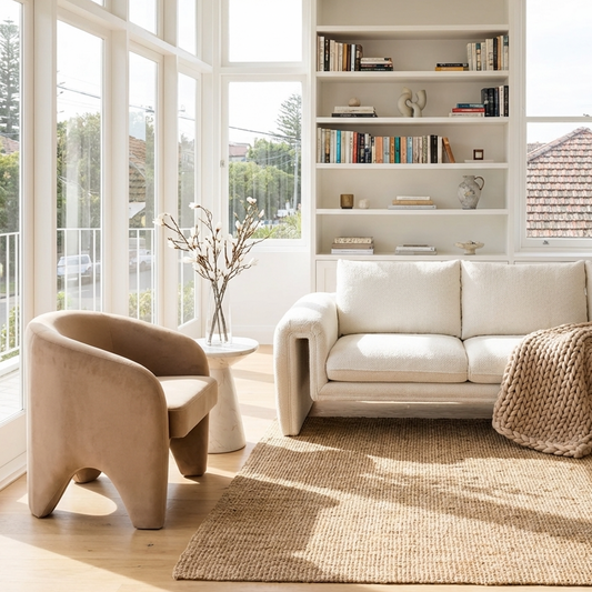 Nova Sculptural Accent Chair – Velvet Chocolate Armchair with Curved Modern Form