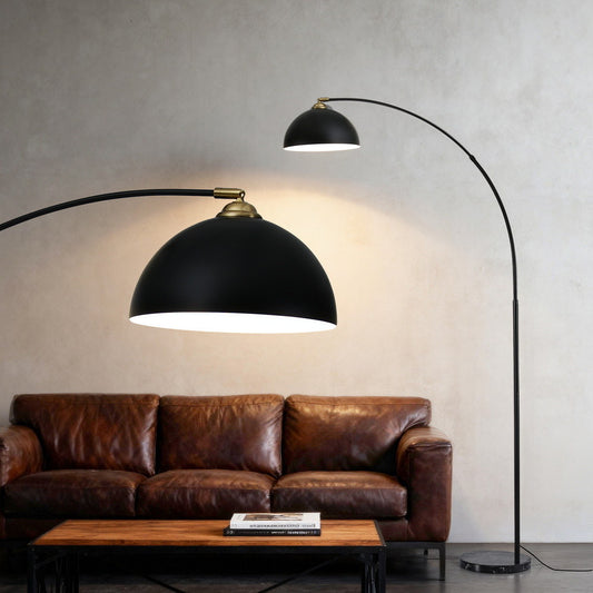 Noosa Glow Modern Arched Floor Lamp - Black