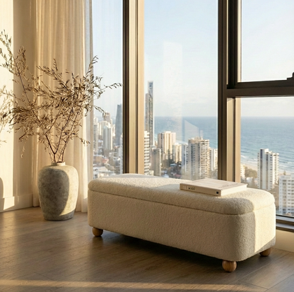 Orion Storage Bench Ottoman - Off White