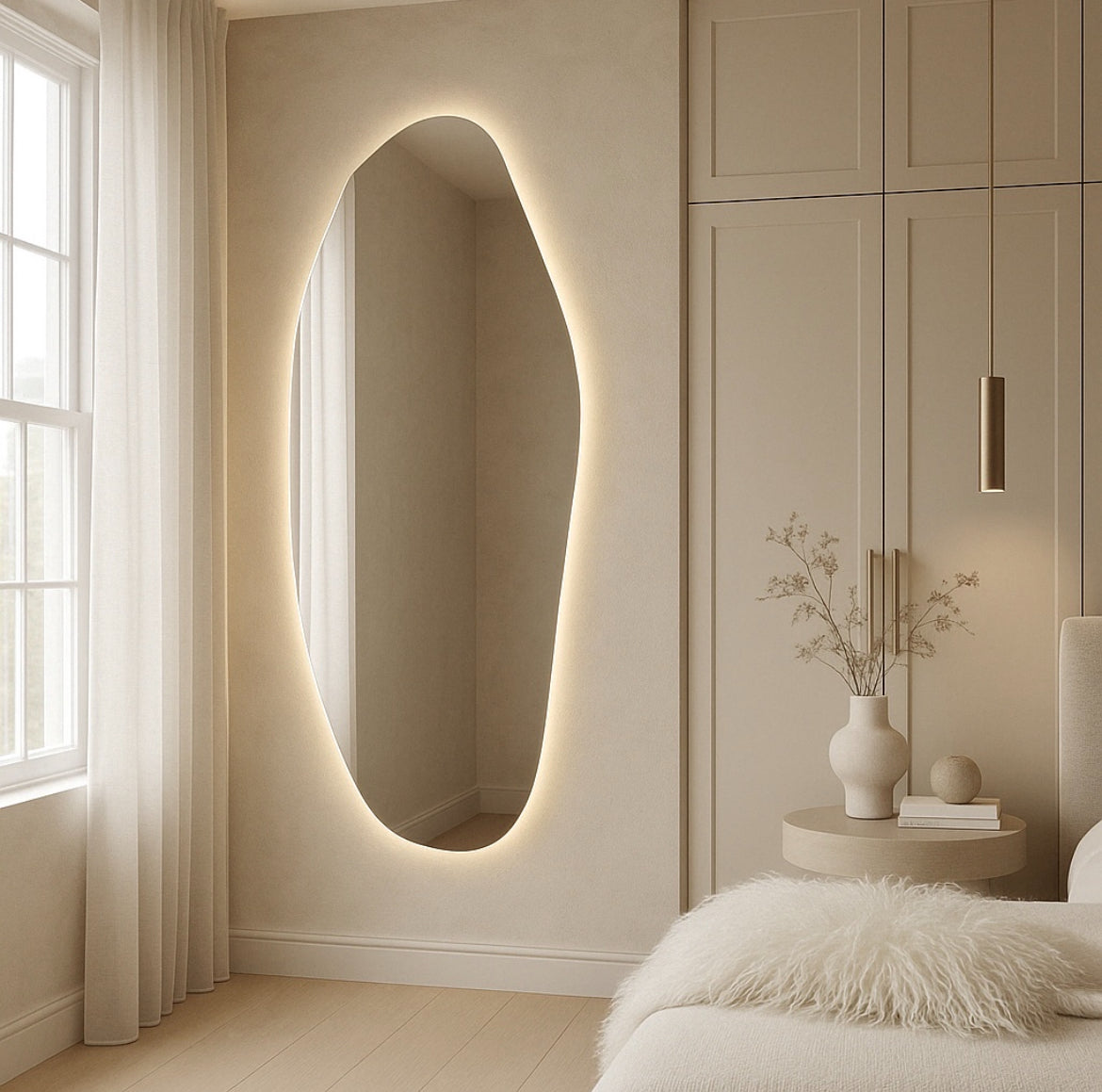 Opal Irregular LED Wall Mirror – Backlit Statement Mirror