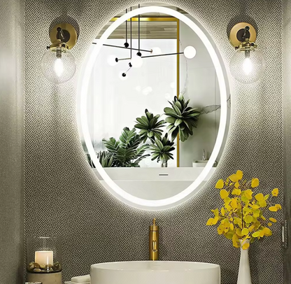 50 x 70cm Oval Frameless LED Bathroom Mirror – LED illuminated bathroom mirror by Interior Ave