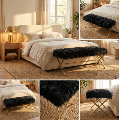 Oxley Fur Bench - Black