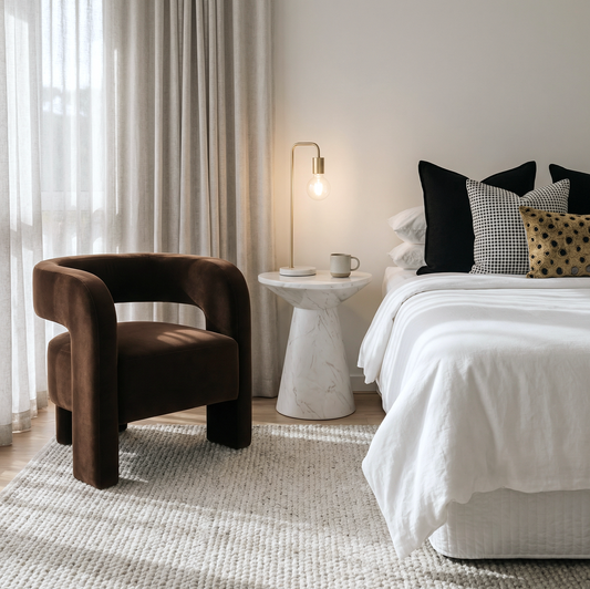 Portia Velvet Arm Chair - Espresso