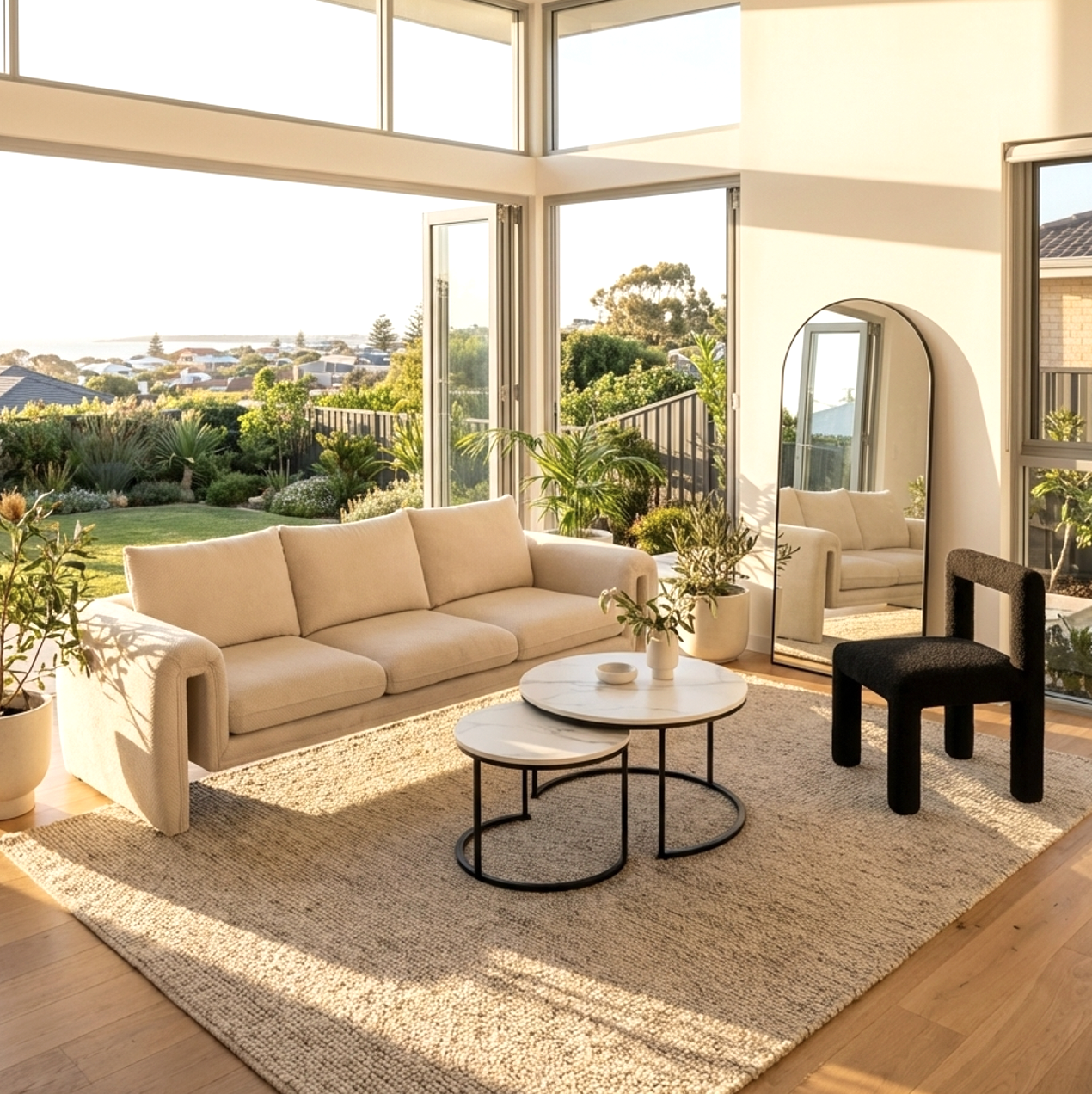 Peru 3 Seater Tweed Sofa - Natural