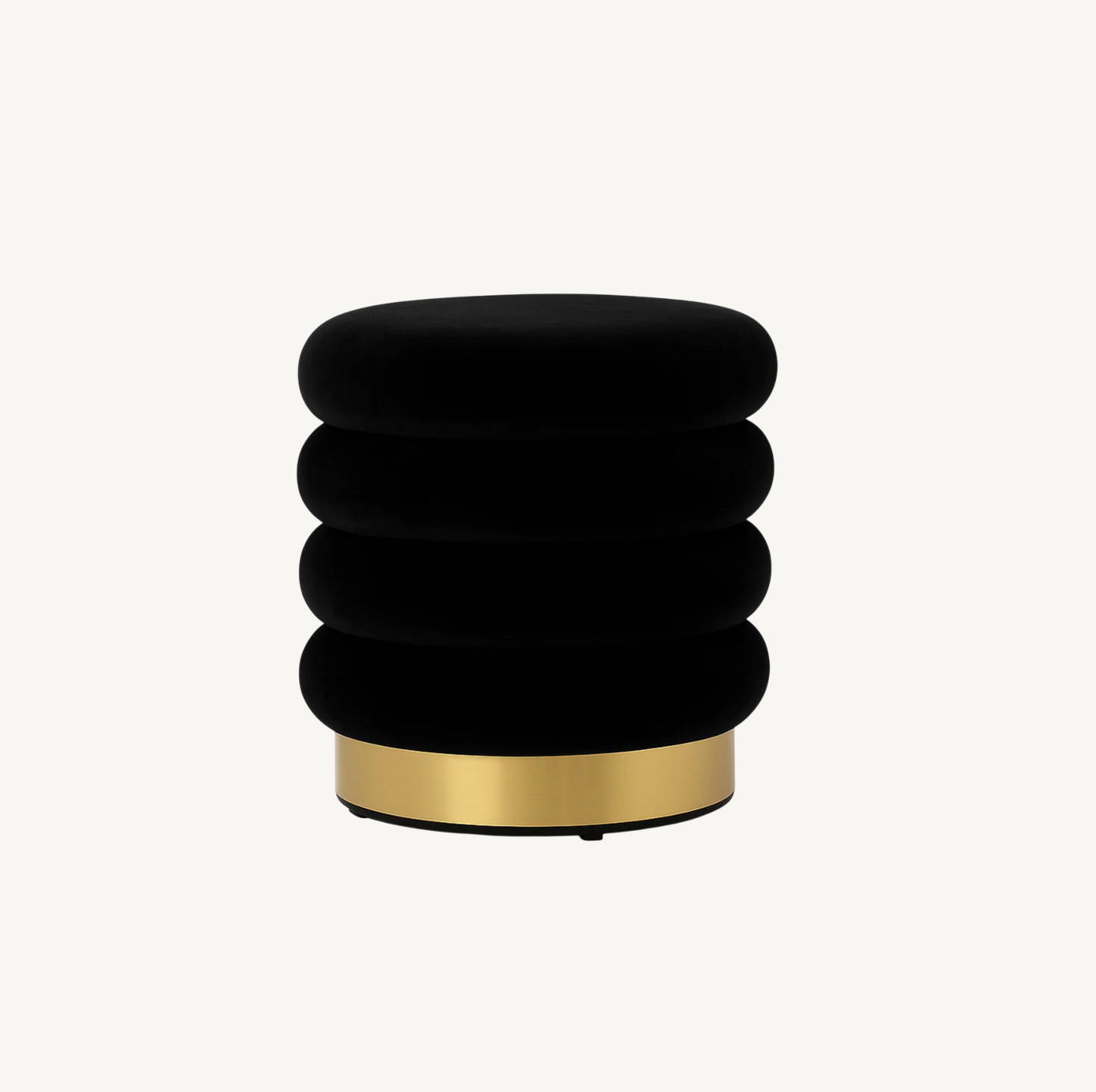 Roma Round Velvet Ottoman / Footstool – Black