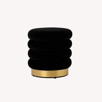 Roma Round Velvet Ottoman / Footstool – Black