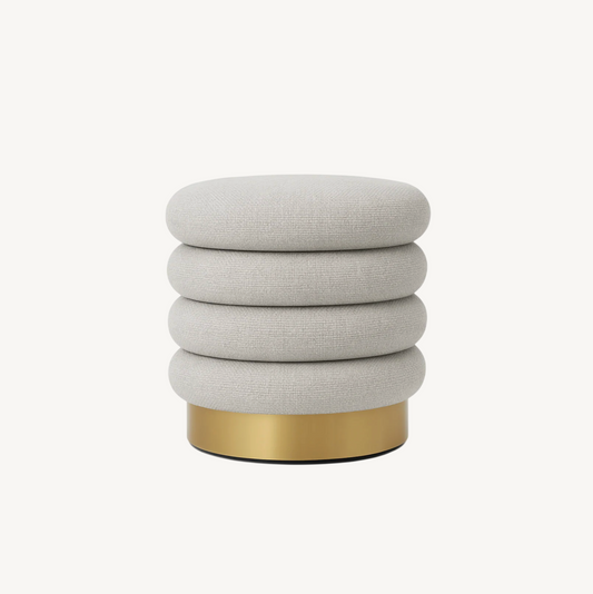 Roma Round Tweed Ottoman / Footstool – Light Grey