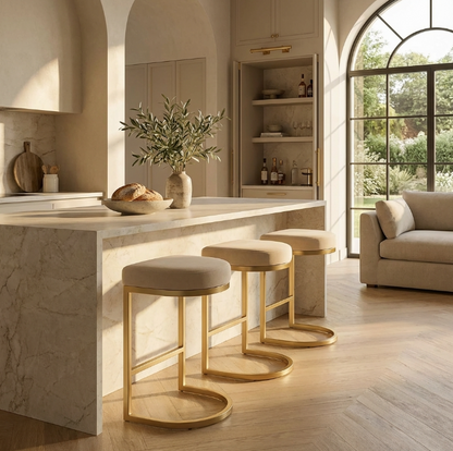 Royale Taupe Velvet Stool – Designer Bar Stool by Interior Ave