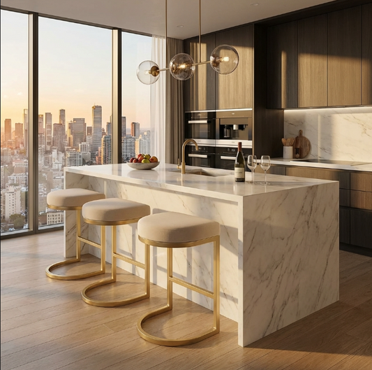 Royale Taupe Velvet Stool – Designer Bar Stool by Interior Ave