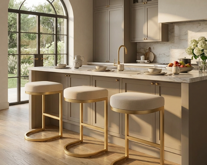 Royale Taupe Velvet Stool – Designer Bar Stool by Interior Ave