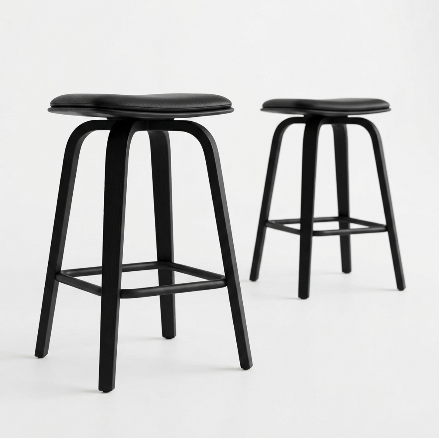 Remi Swivel Backless Black Bar Stool - Set of Two