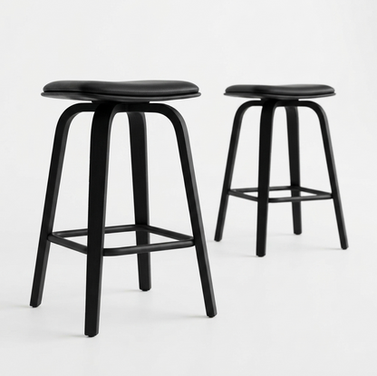 Remi Swivel Backless Black Bar Stool - Set of Two