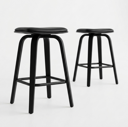 Remi Swivel Backless Black Bar Stool - Set of Two