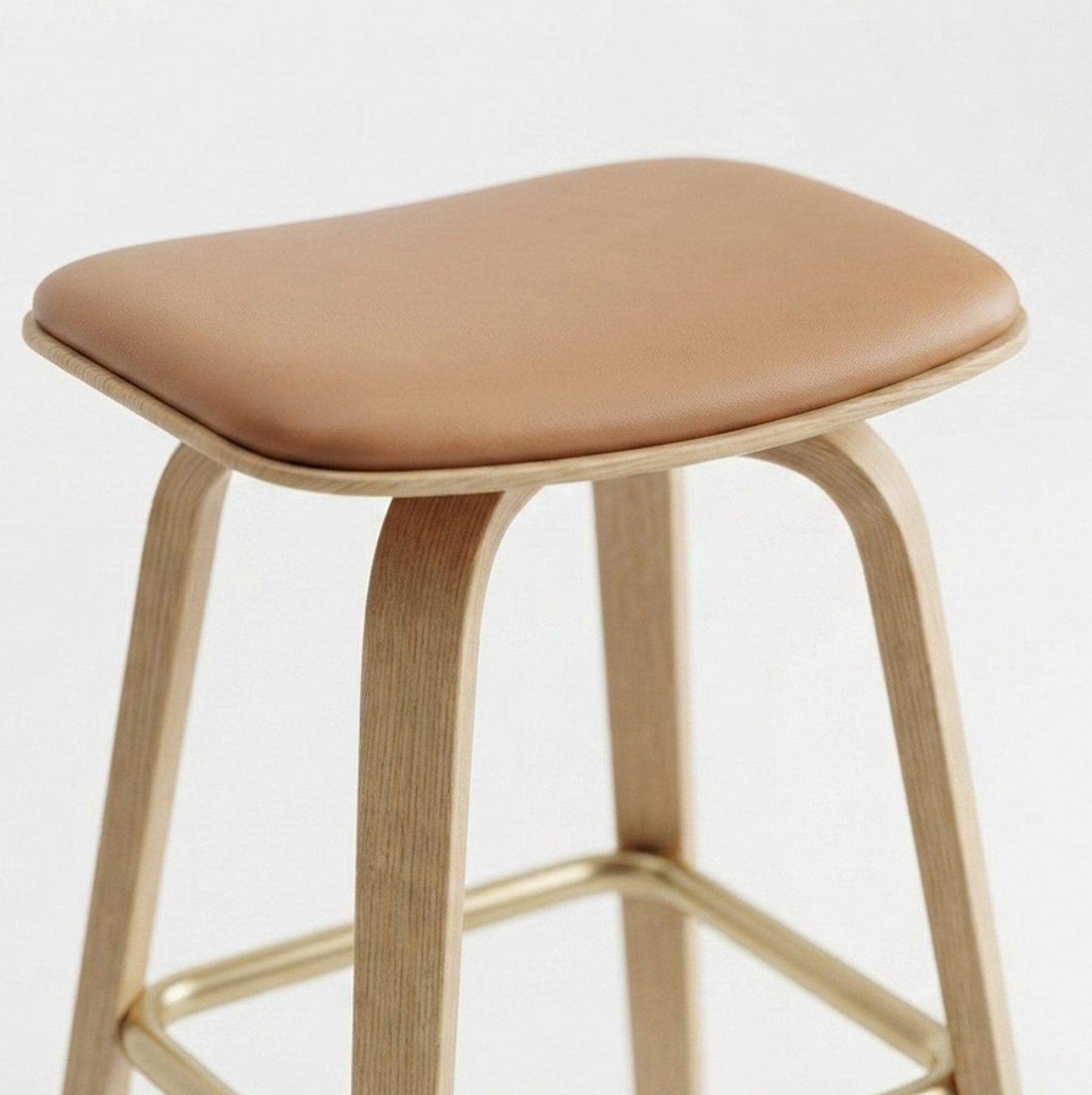 Remi Swivel Backless Tan & Oak Bar Stool - Set of Two