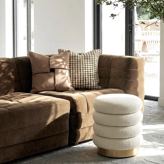 Roma Round Milan Ottoman / Footstool – Off White