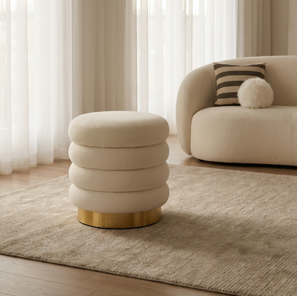 Roma Round Milan Ottoman / Footstool – Off White