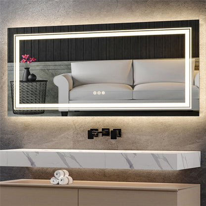 140 x 70cm Rectangle Frameless LED Bathroom Mirror – LED illuminated bathroom mirror by Interior Ave