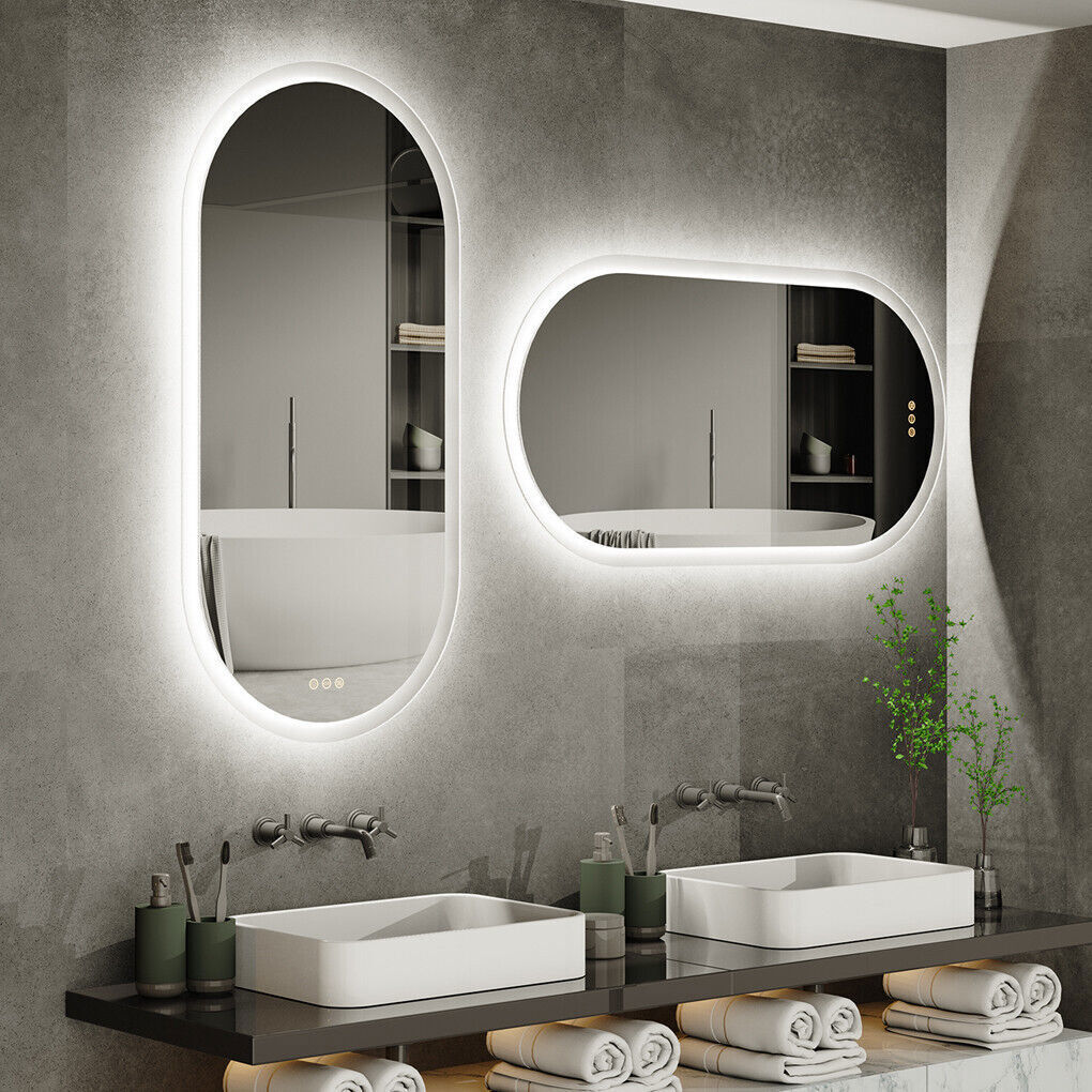 60CM X 120CM OVAL FRAMELESS LED BATHROOM MIRROR