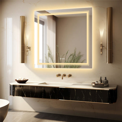 80 x 80cm Square Frameless LED Bathroom Mirror – LED illuminated bathroom mirror by Interior Ave