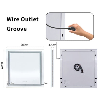 80 x 80cm Square Frameless LED Bathroom Mirror – LED illuminated bathroom mirror by Interior Ave