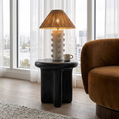 Santorini Black Stone Side Table