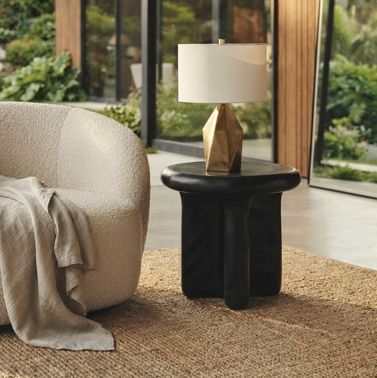 Santorini Black Stone Side Table